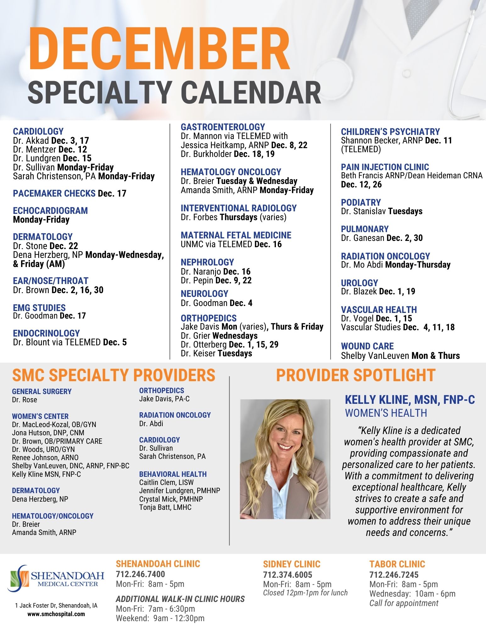 December Specialty Calendar SMC