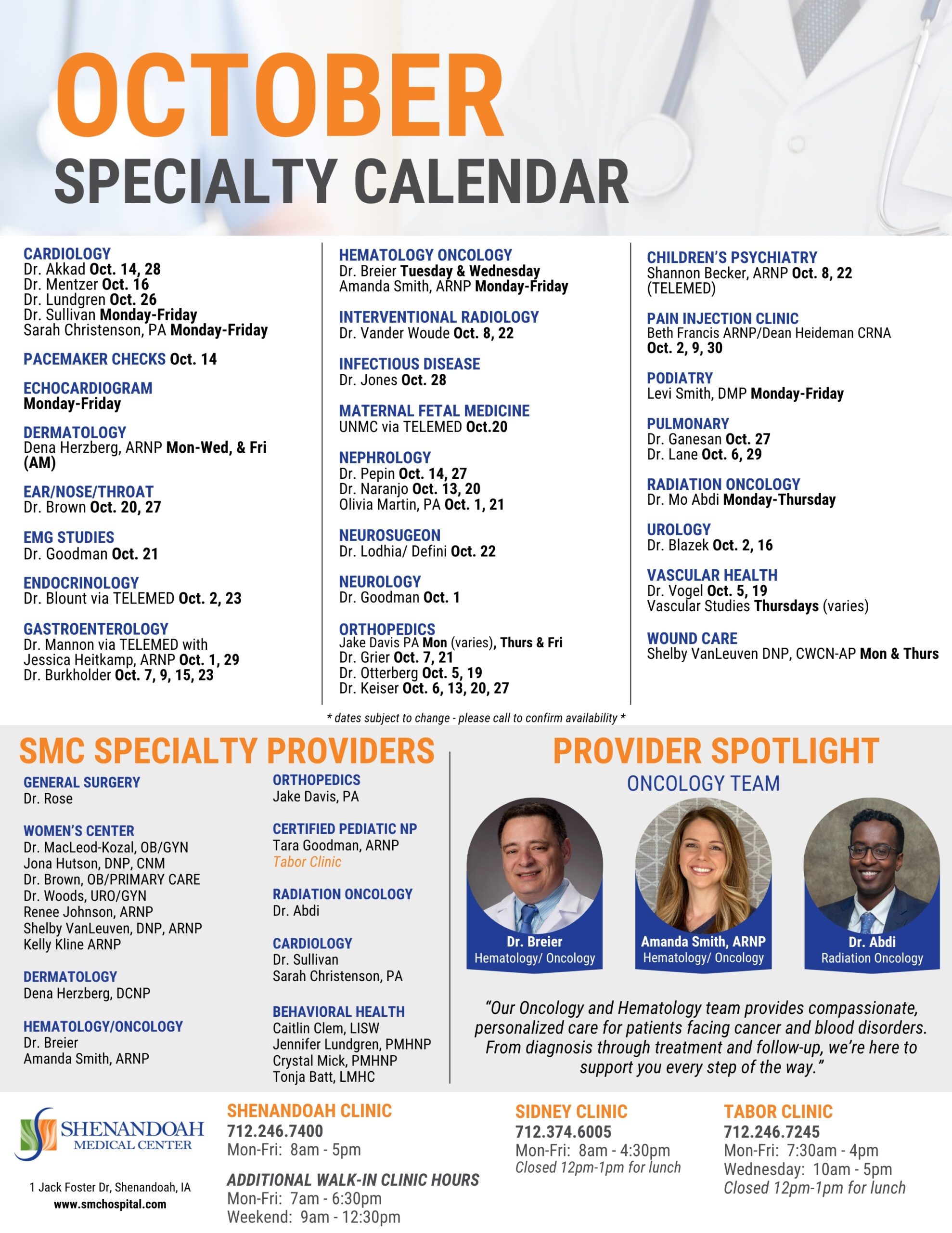 October Calendar